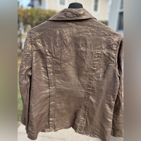 Bronze Metallic Linen Blazer | 12 Petite - Picture 4 of 16
